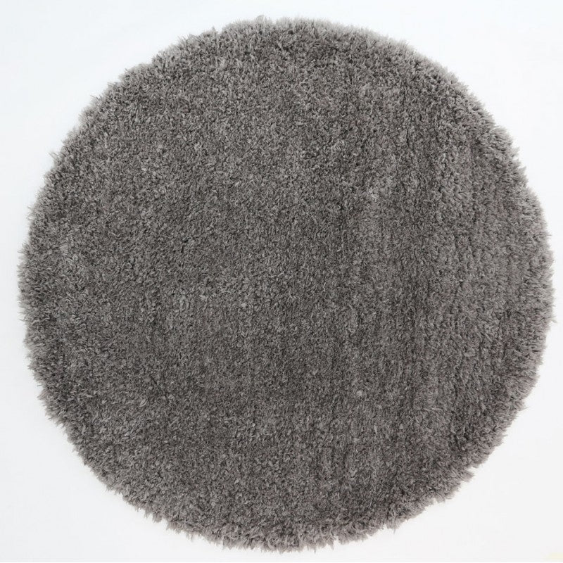 Stunning Soft Round Shaggy Charcoal Turkish Rug