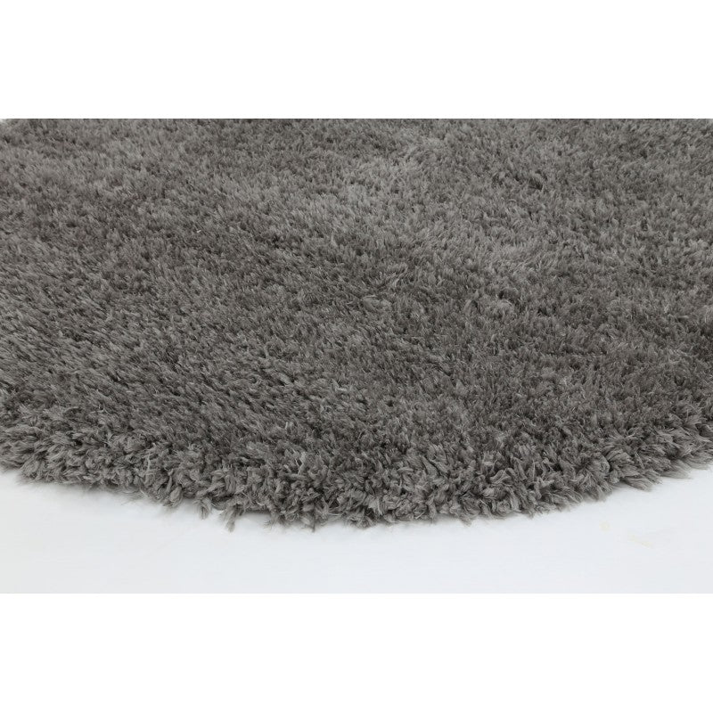 Stunning Soft Round Shaggy Charcoal Turkish Rug